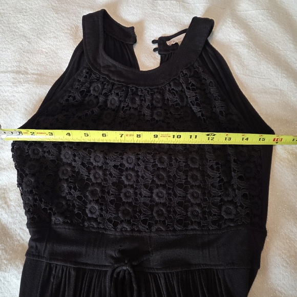 Dressbarn Black Crochet Floral Lace Halter Neck Drawstring Waist Maxi Dress 6 - Picture 10 of 12